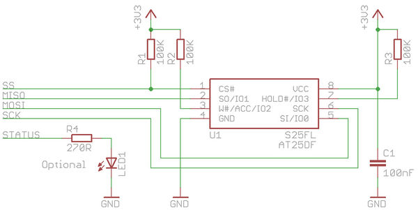 SPI DataFlash connection schematic