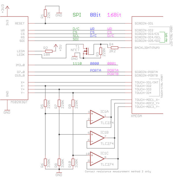 LCD connection schematic